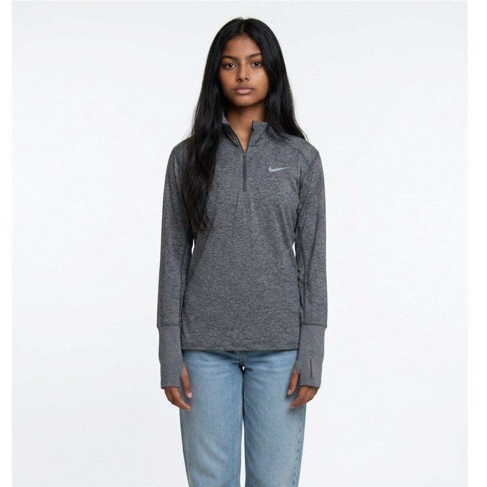 Nike Running Dri-FIT Grey Heather 1/4 Zip Long Sleeve Top Women's Medium